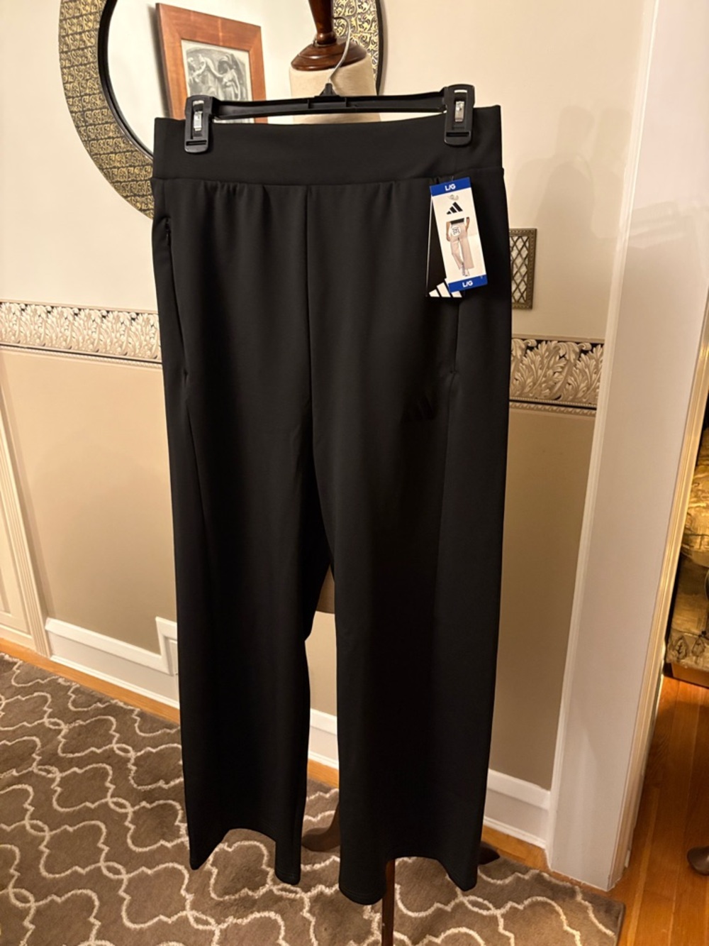 NEW Adidas Black Wide-Leg Pull-On Pants with tags run small size Large